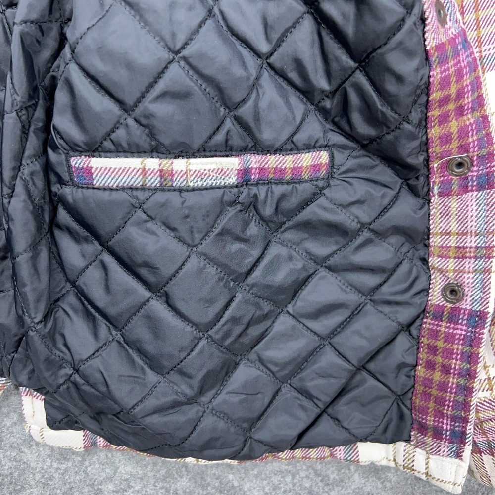 Duluth Shacket Womens XS Maroon Plaid Flapjack Flannel‎ Shirt Jac Quilted Lined - Picture 10 of 16